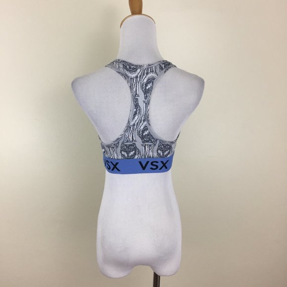 VICTORIAS SECRET SPORT The Player Standing Wolf Print Gray Blue Sports Bra - Picture 12 of 13
